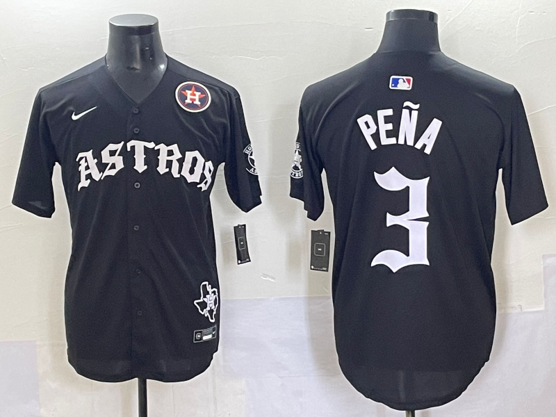 Men Houston Astros #3 Pena Black Five generations Joint Name Nike MLB 2025 Jersey style 6->houston astros->MLB Jersey